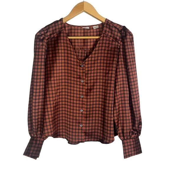 Levi’s Silky Brown Button Down Large - Picture 4 of 10